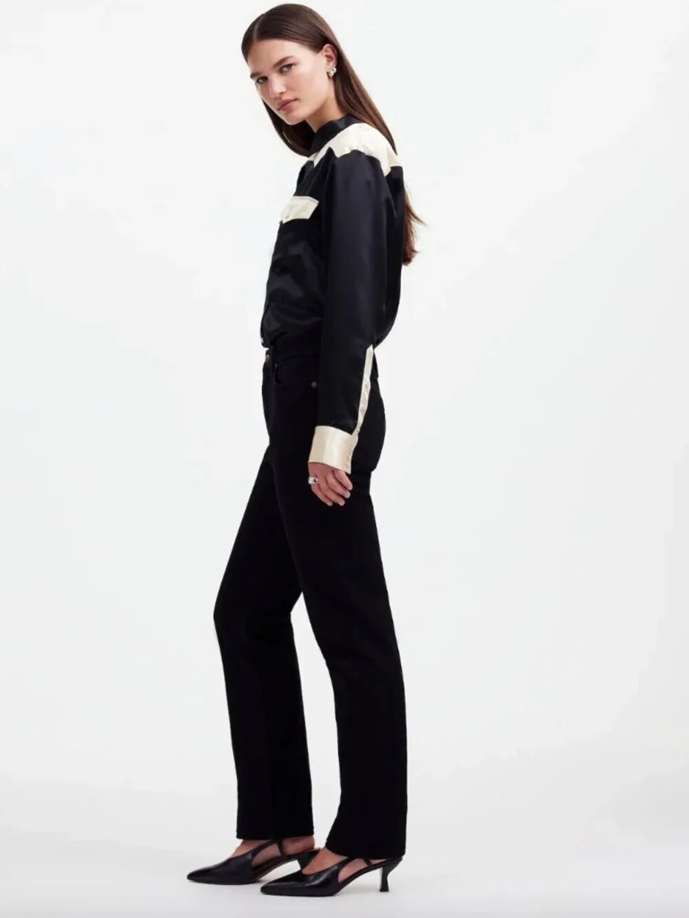 NWT! MADEWELL Alexa Chung Black High-Rise Straight Jean in Outridge Wash Size 26